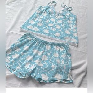 NWT Badgley Mischka Sky Blue Floral Lace Dress SO SOFT